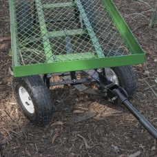 GHP Outdoor Green 45"Lx20"Wx32"H Heavy Duty Open-sided Mesh Deck Utility Wagon Cart   